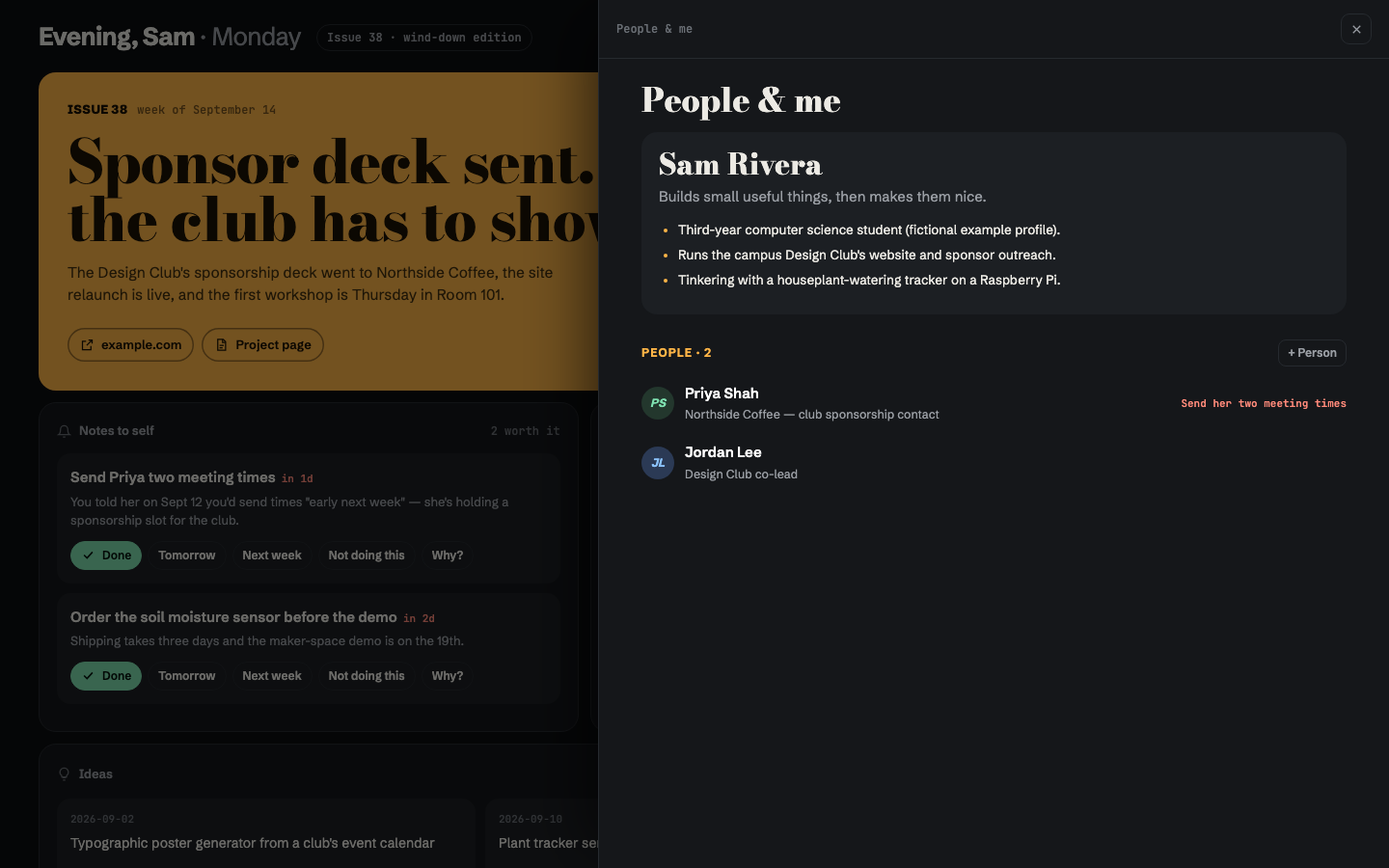 A person page open in the side panel